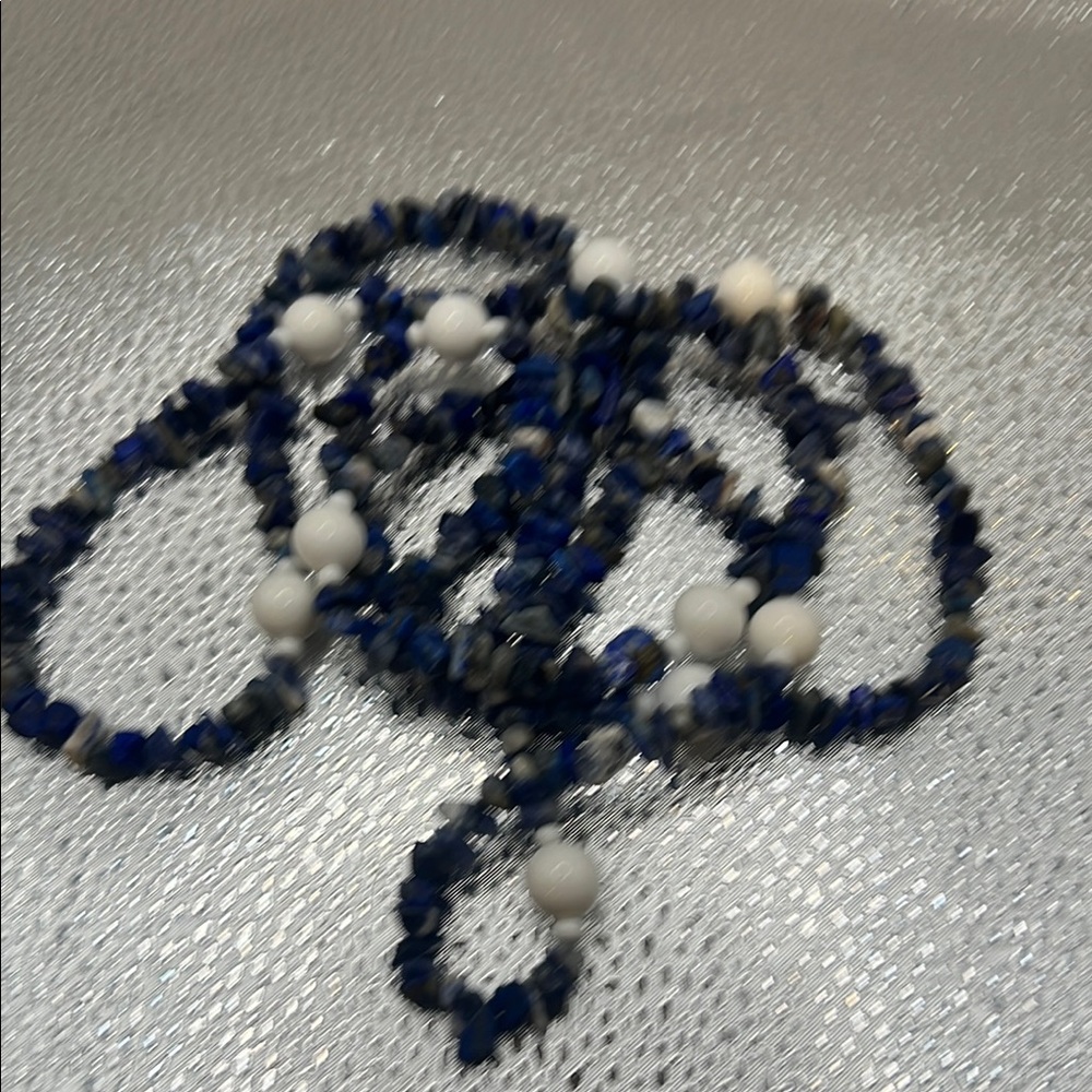 Blue and White Beaded Necklace